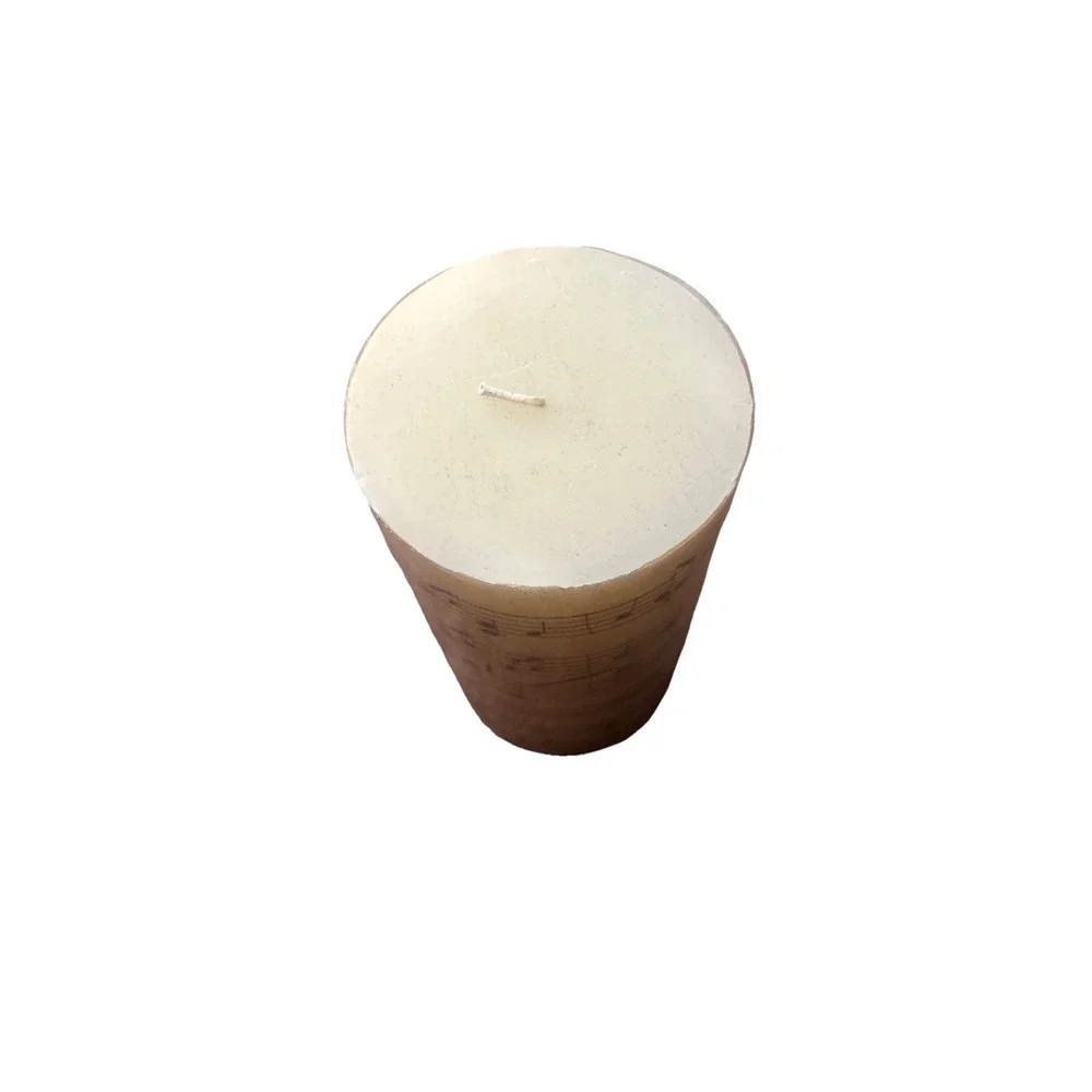 Pottery Barn Music Notes Sheet Music Pillar Candle 4x8 Unused Home Decor Plastic